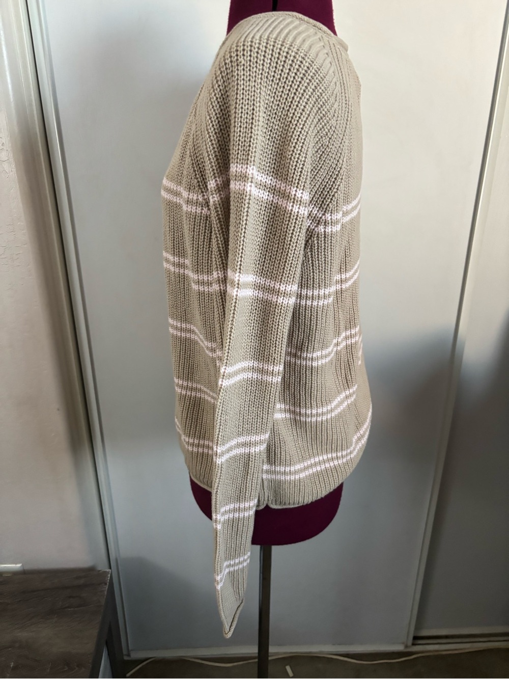 NWT a.new.day Cream Striped Knit Sweater - Women, Size L - Picture 5 of 6